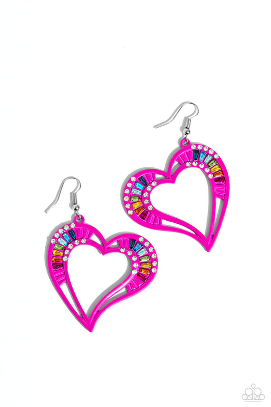 Paparazzi Accessories Embellished Emeralds - Pink Earrings