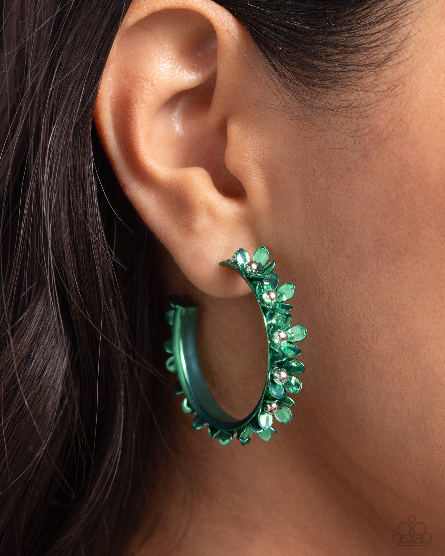 New Releases 4/26 Fashionable Flower Crown - Green Hoop Earrings