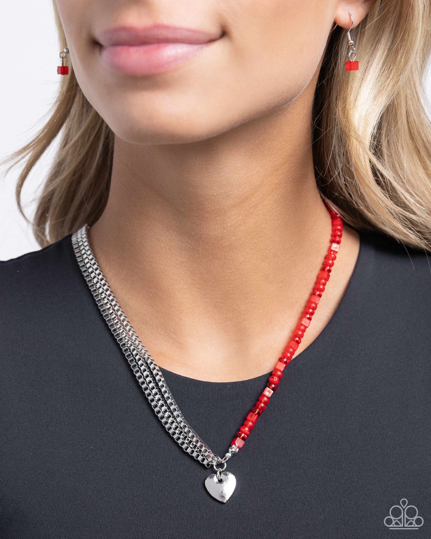 New Releases 7/5 Squared Sweetheart - Red Necklace