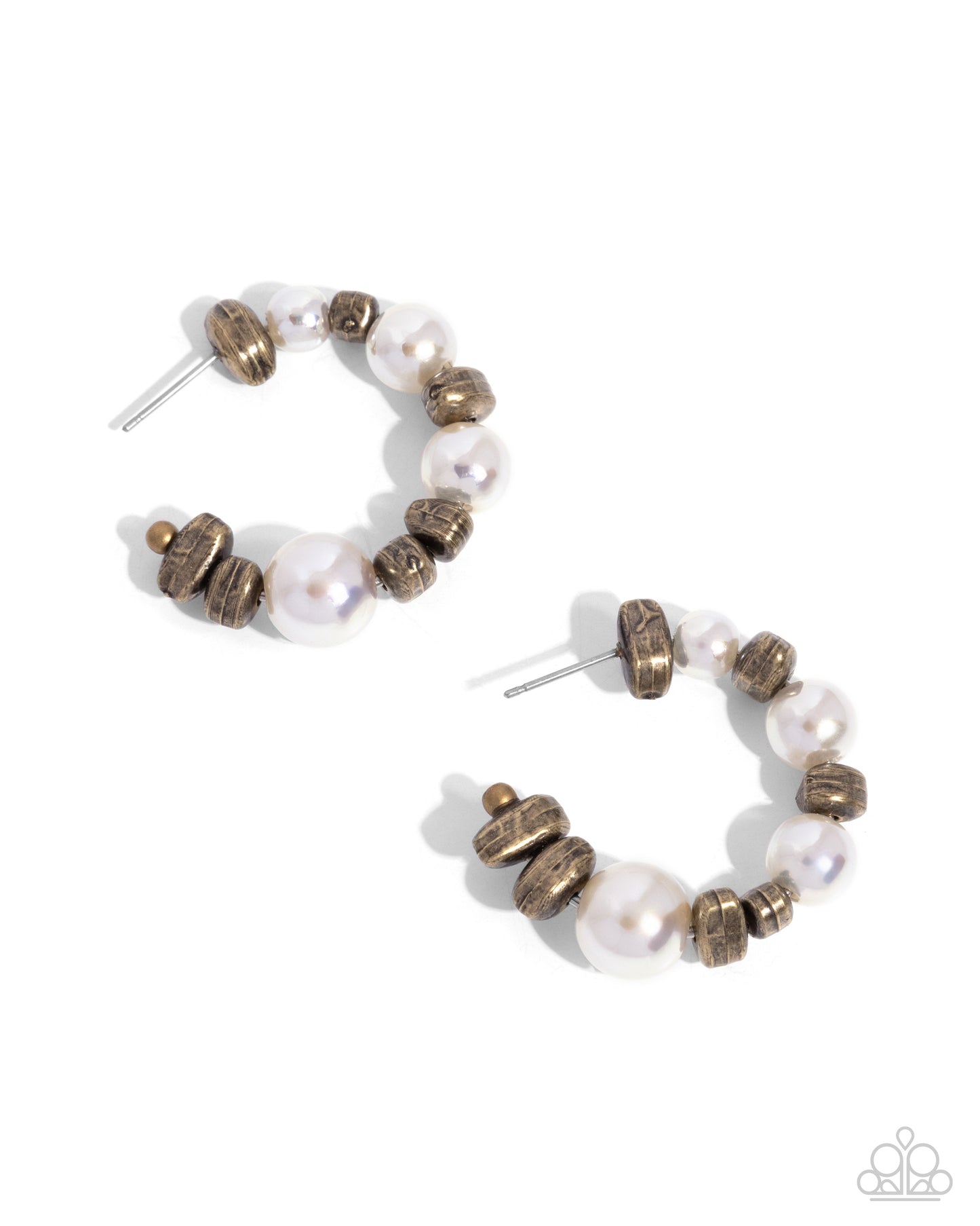 New Releases 10/8 Playful Pearls - Brass Hoop Earrings