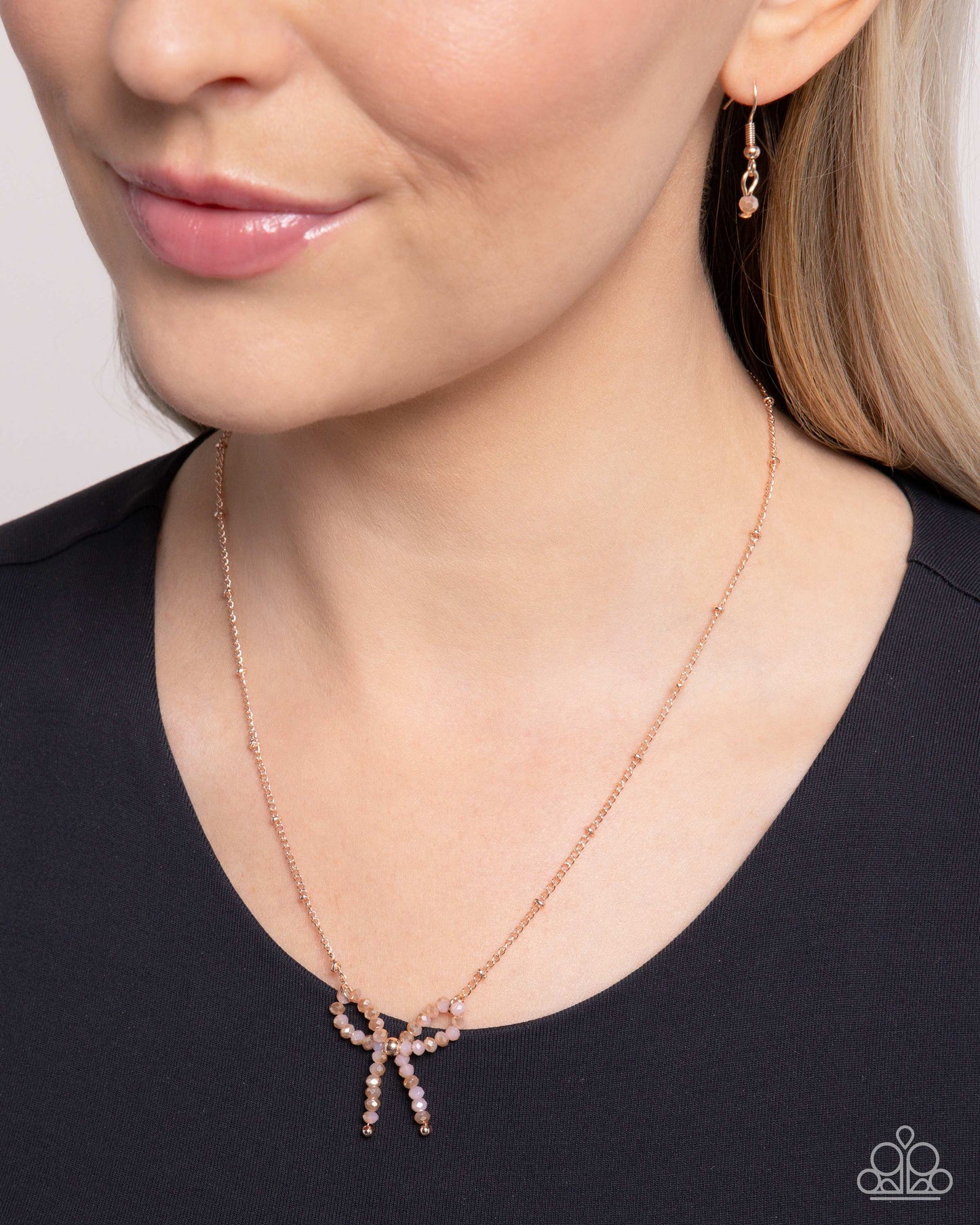 New Releases 10/1 Bridesmaid Bow - Rose Gold Necklace