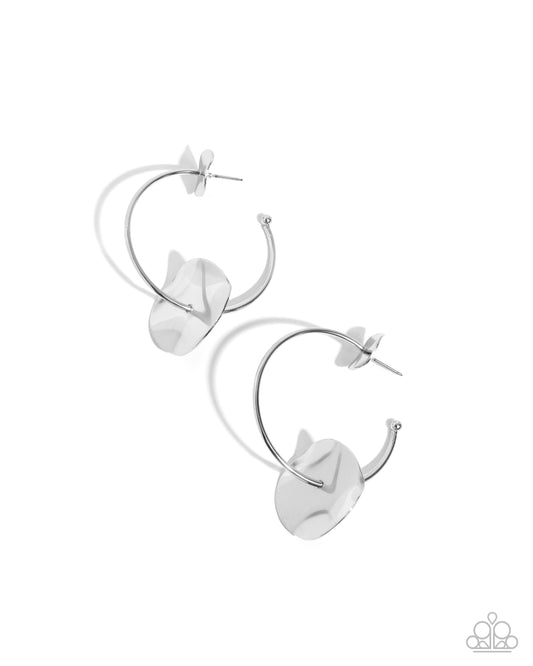 New Releases 10/1 Textured Trouble - Silver Hoop Earrings