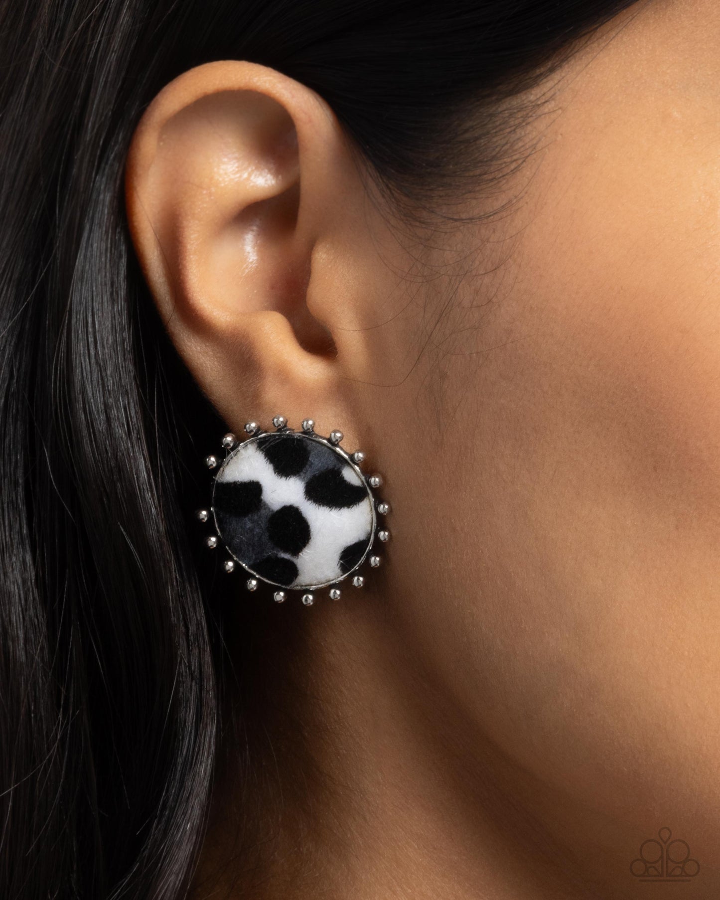 New Releases 10/5 Cowhide Couture - Black Post Earrings