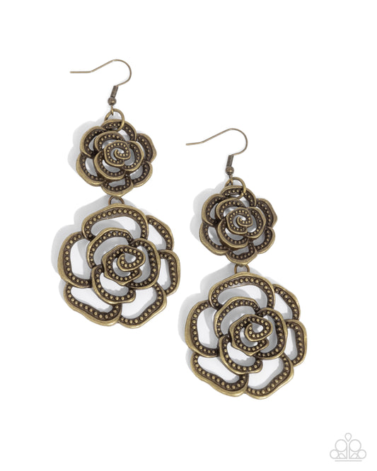 New Releases 8/26 Reminiscent Rosette - Brass Earrings