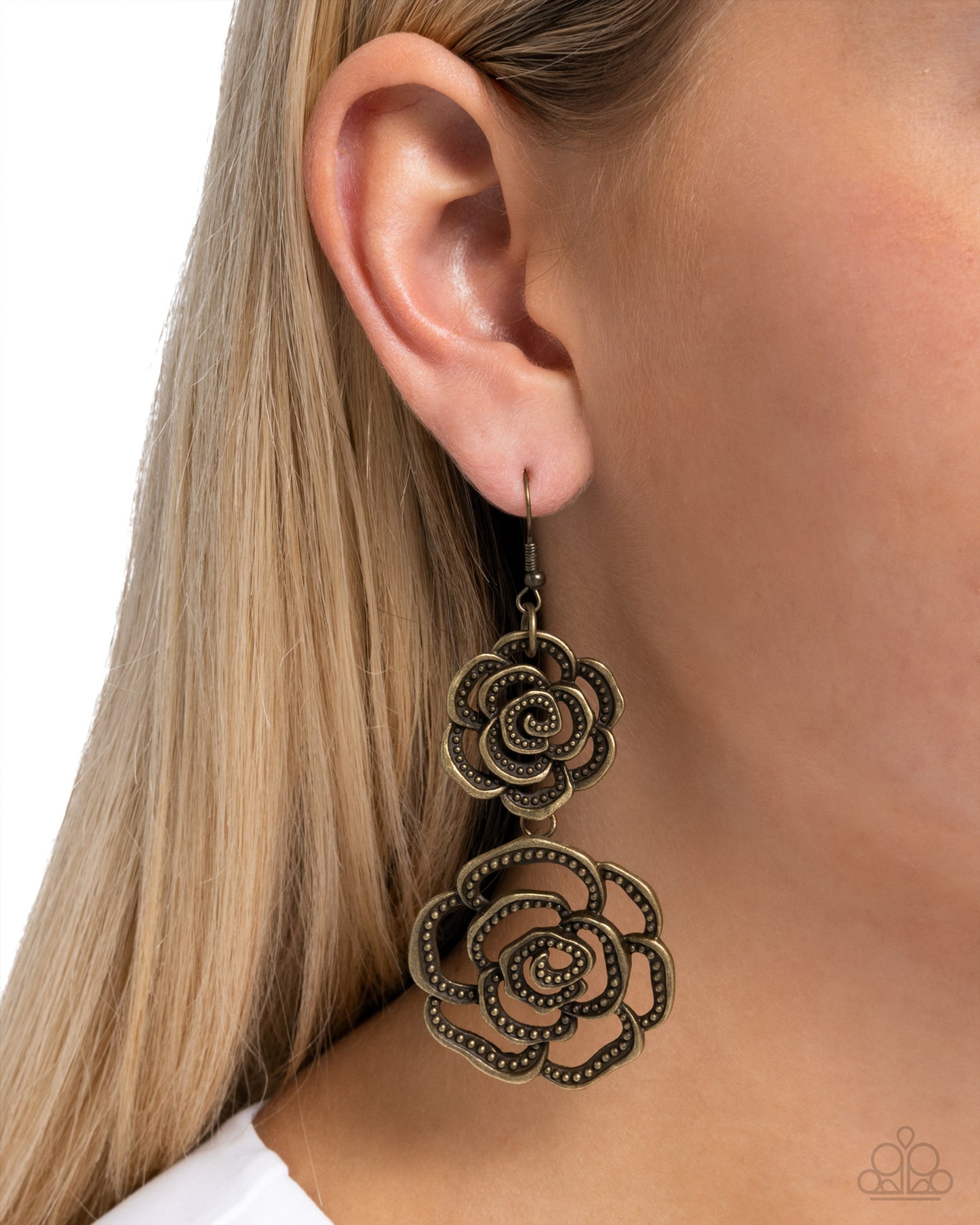 New Releases 8/26 Reminiscent Rosette - Brass Earrings