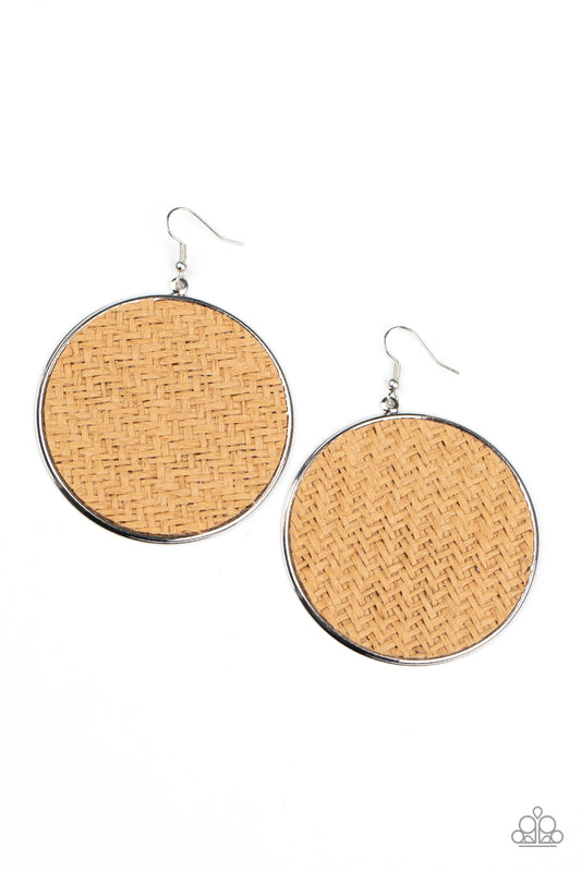 Wonderfully Woven - Brown EARRINGS  PAPARAZZI ACCESSORIES