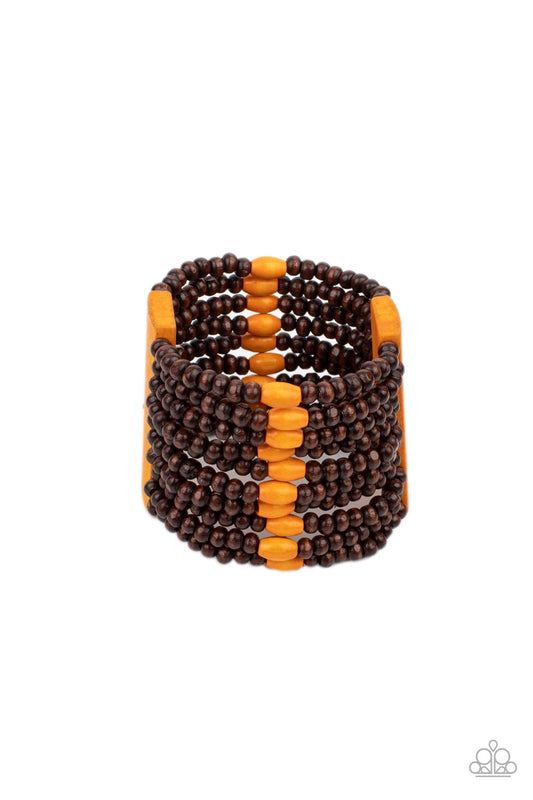 Tropical Trendsetter - Orange Wood Bracelet