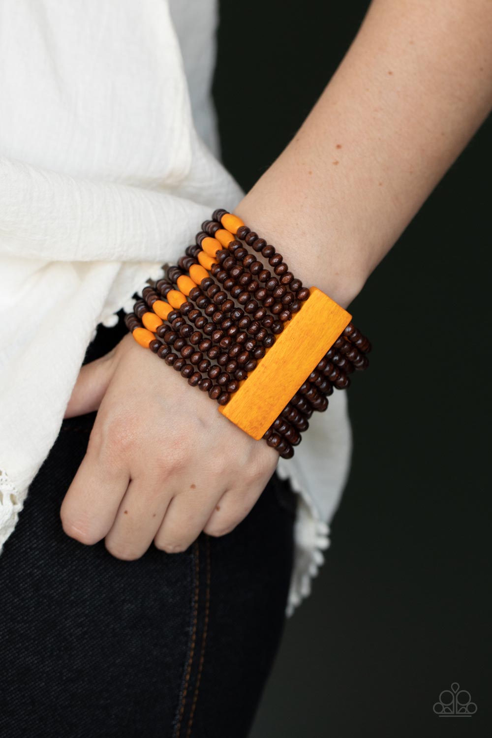 Tropical Trendsetter - Orange Wood Bracelet