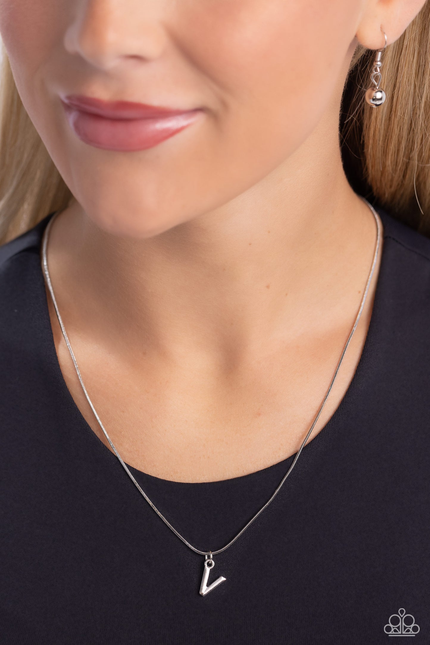 Seize the Initial - Silver - V Necklace