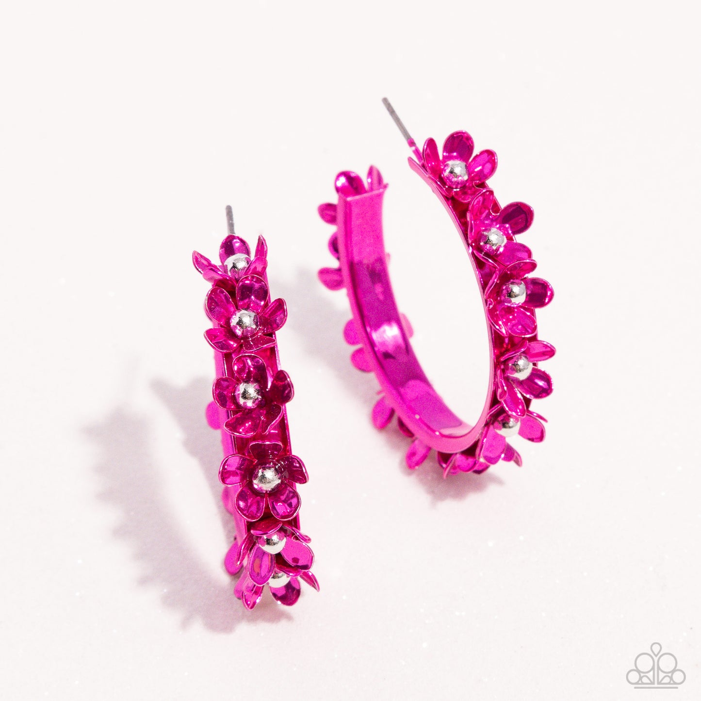 New Releases 3/7 Fashionable Flower Crown - Pink Hoop Earrings