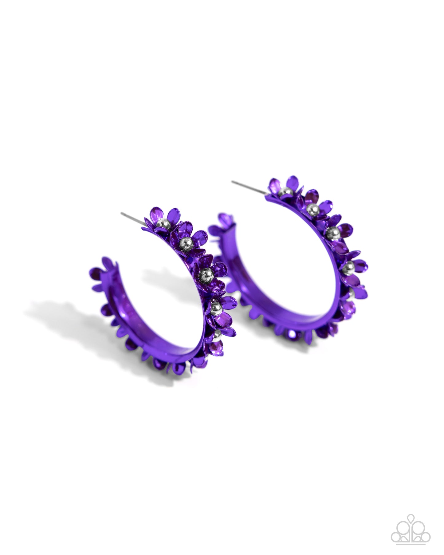 New Releases 3/12 Fashionable Flower Crown - Purple Hoop Earrings