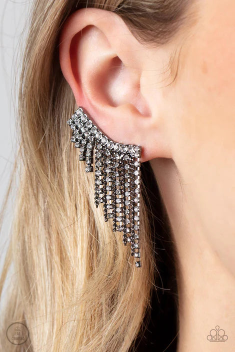 Paparazzi Thunderstruck Sparkle ear crawler black